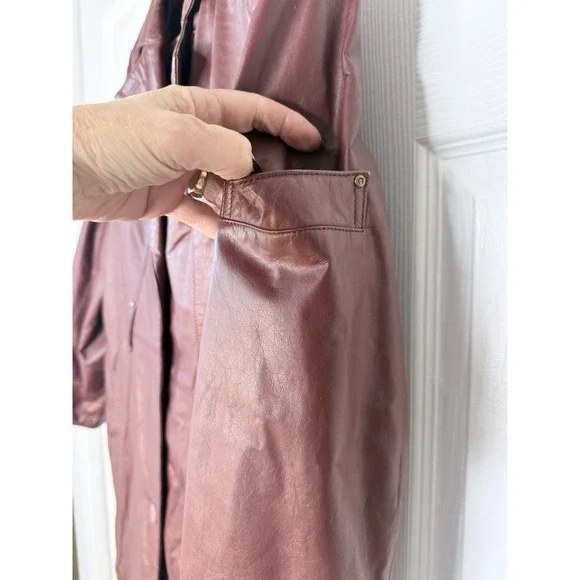 Vintage Etienne Aigner Oxblood Red Leather Short Trench Coat Sz M? - Picture 5 of 16